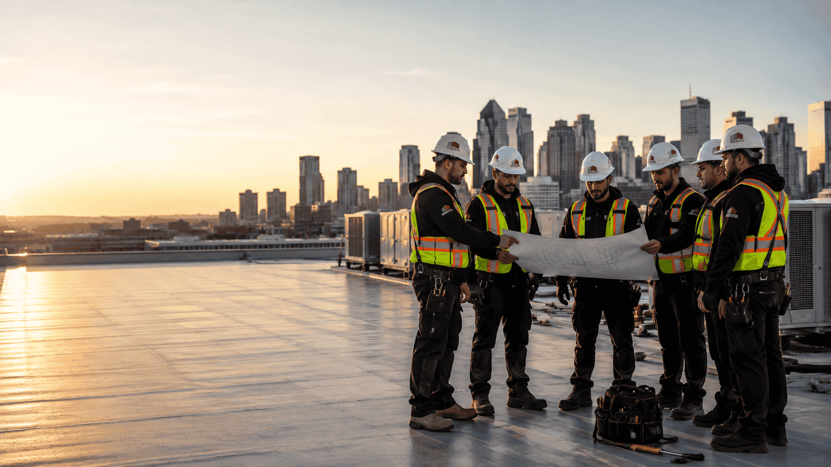 Toiture Industrielle Montréal sur un chantier